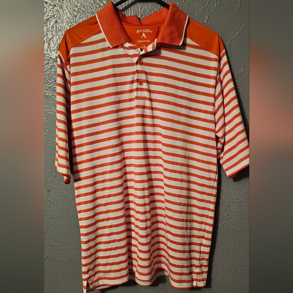 Antigua Men's Orange Striped Polo Shirt